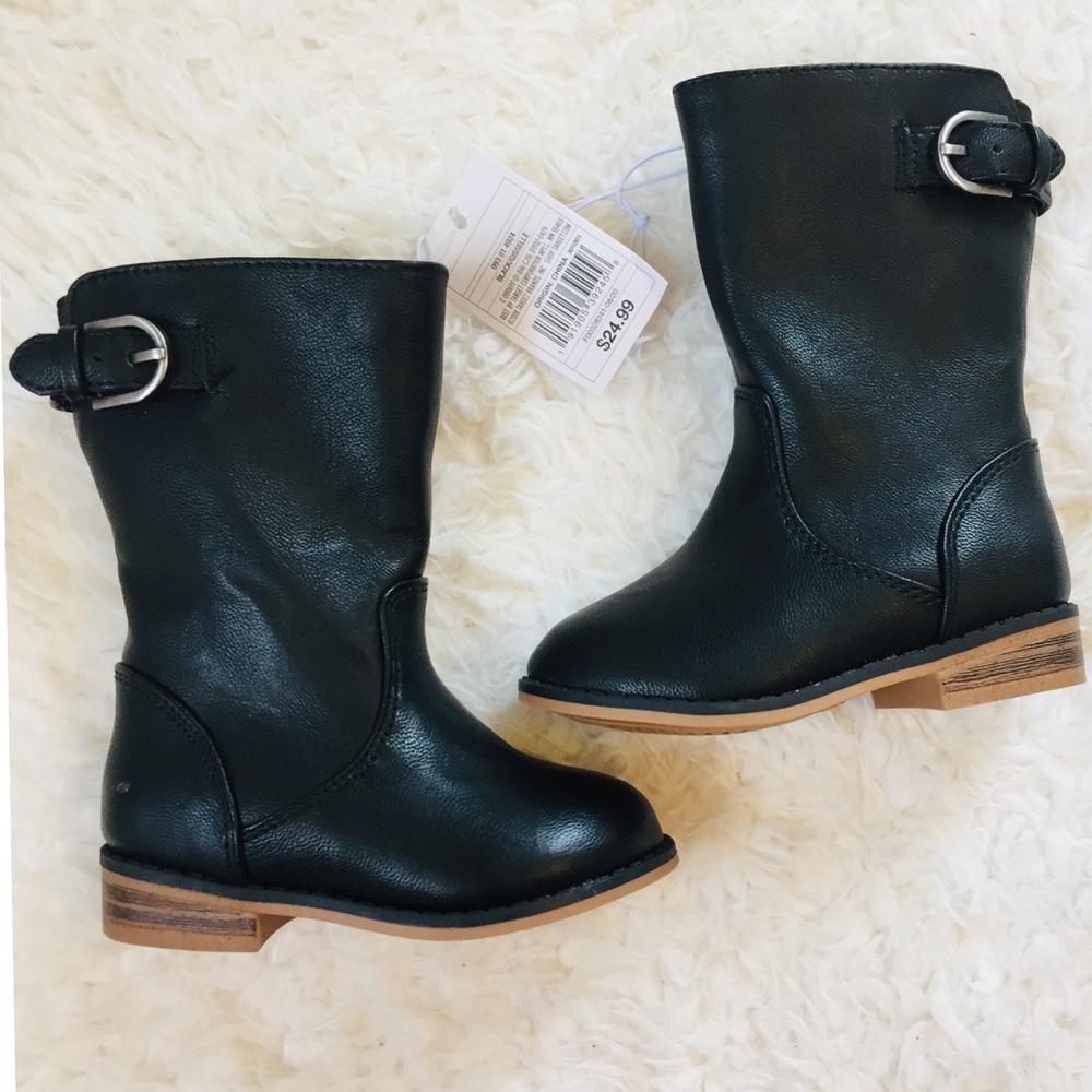 CAT & JACK Toddler Girls Black Riding Boots Size 5